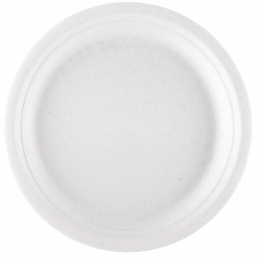 Assiette à dessert jetable rond biodégradable blanc 18 cm x 50