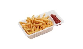 Barquette à Frites 500gr + Compartiment sauce - Paquet de 100u