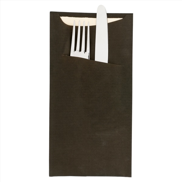 Pochette à Couvert Noir + Serviette Vanille - Carton de 400 u