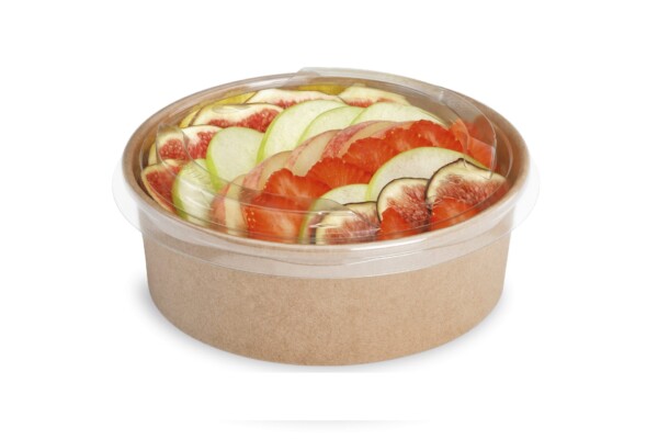 Boîte à salade ronde kraft brun 1300 ml - Paquet de 50 u