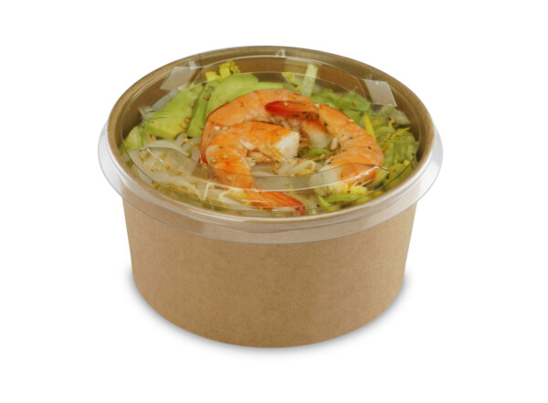 Boîte à salade ronde kraft brun 1000 ml - Paquet de 50 u