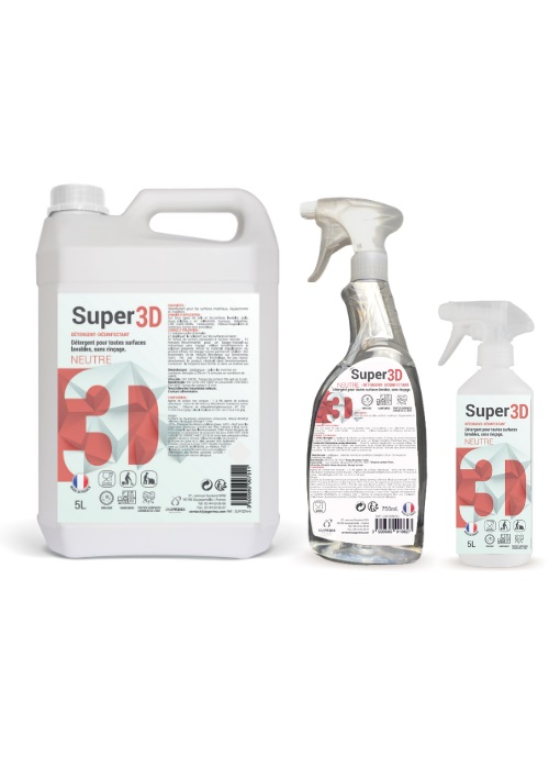 SUPER 3D Désinfectant Sans Rinçage BIO - Flacon750 ml