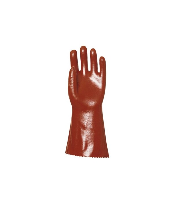 Gant PVC Supérieur Rouge Support Coton - T10