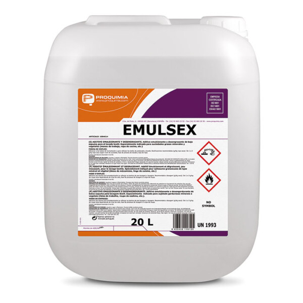 EMULSEX Additif Lavage Spécial Gras - Bidon de 20 L EMULSEX Additif Lavage Spécial Gras - Bidon de 20 L