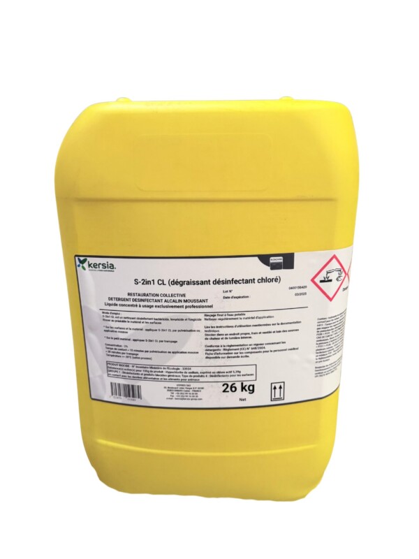 S-2in1 Dégraissant Désinfectant Chloré - Bidon de 26 kg